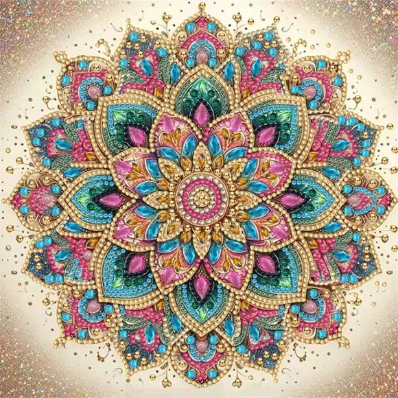 Kit de Arte con Diamantes OJTOYART Flor Mandala para Adultos DIY
