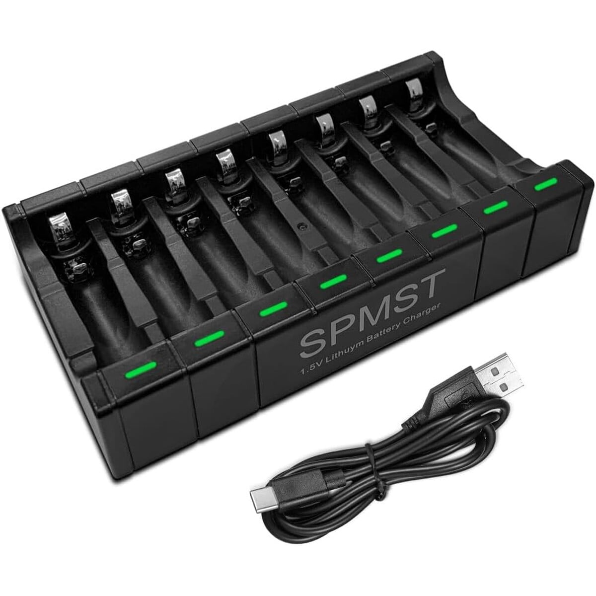 Cargador De Baterías Spmst 8 Ranuras 5v 2a Usb Tipo C