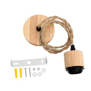 Ioensy - Cable De Luz Colgante Con Casquillo E27, Cable De Luz Colgante Para Sala De Estar, Bar, Cocina, Madera Negra Trenzada