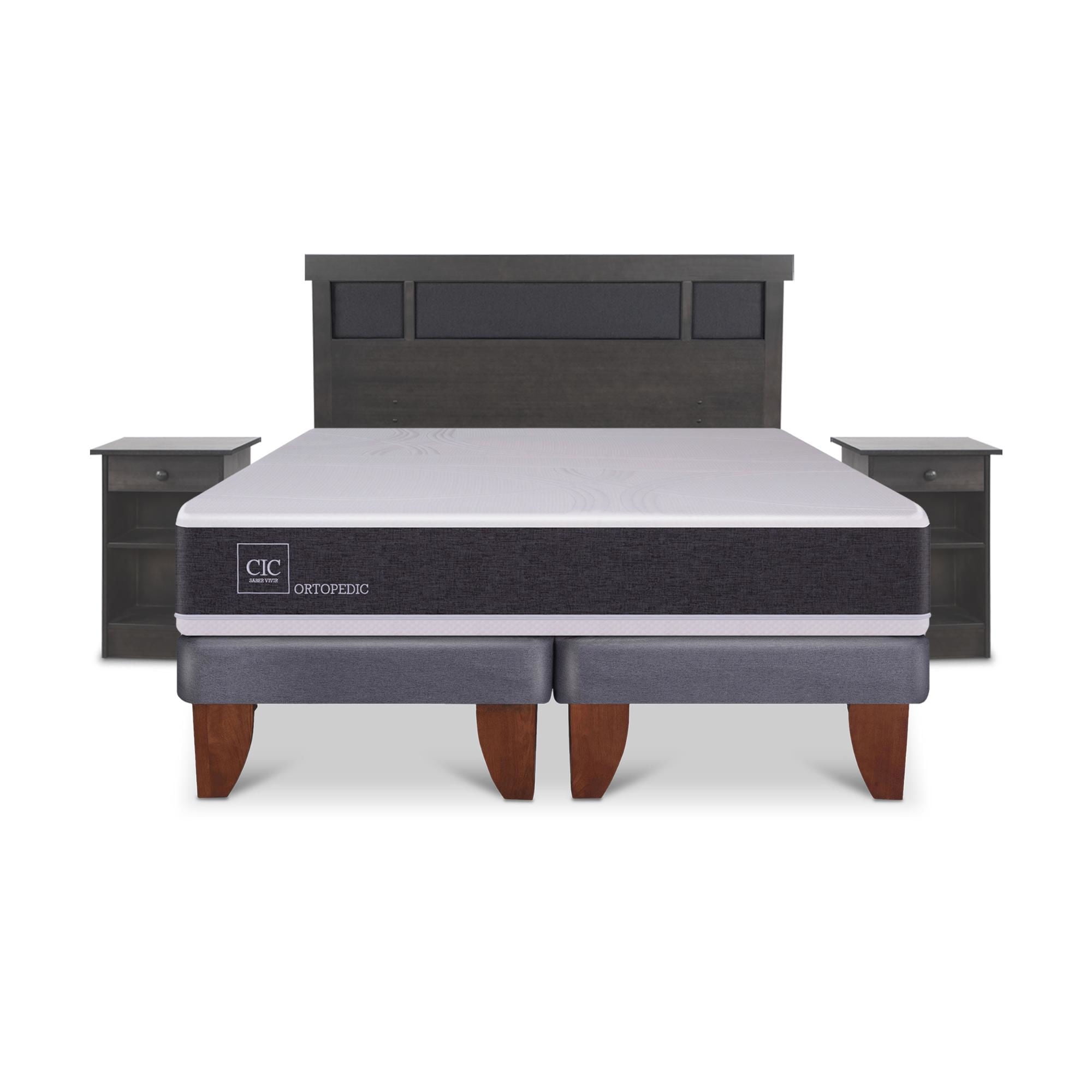 Cama Europea Europea Ortopedic King Set Dublin Gris King Base Dividida