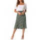 thumbnail image 2 of INSPIRE CHIC Faldas Midi de Mujer Cintura Elástica Campesina A-Line Faldas Florales Ditsy Negro Verde S, 2 of 6