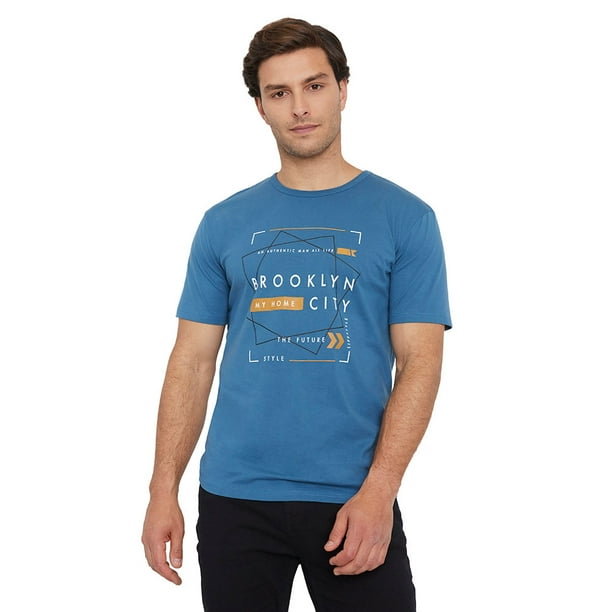 Polera Hombre Fun Focal Print Navy Corona