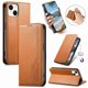 thumbnail image 4 of Funda tipo cartera para iPhone 15 de piel con cierre magnético, ranuras para tarjetas y correa para la muñeca Marrón, 4 of 6