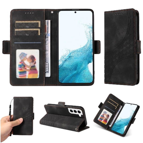 Carcasa FOXDOCK Samsung Galaxy S22 Plus de cuero PU, diseño acolchado clásico, protección contra caídas y rayones
