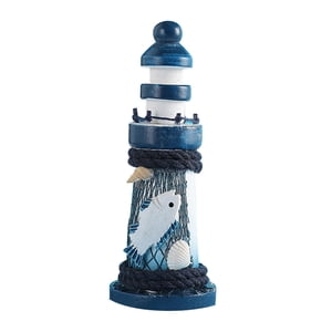 Magideal - Estatua De Faro De Madera, Adorno Con Temática De Playa, Centro De Mesa Creativo, Escultura Decorativa De Madera Para Dormitorio, Decoración Del Hogar