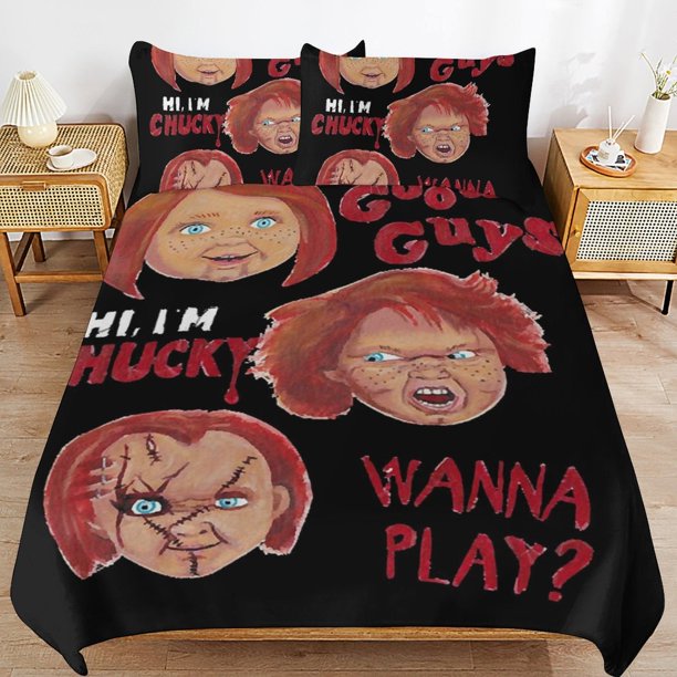 Bride of Chucky Bedding Set Duvet Cover Comfortable and Lightweight Cartoon Bedding 3 Piece Bed Set