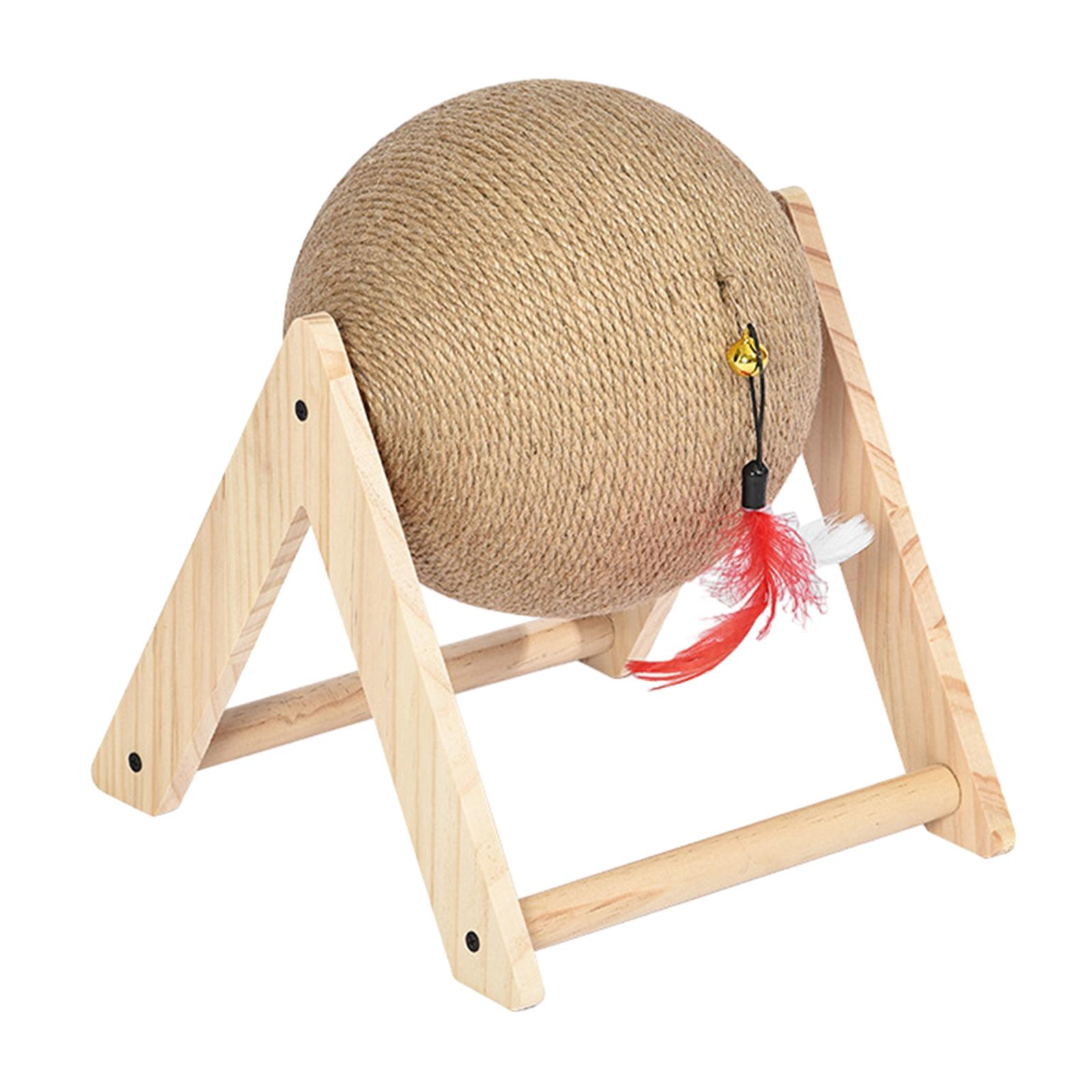 Magideal - Juguete Rascador Para Gatos De Sisal De Madera, Bola Giratoria, Marco Triangular, Protector De Muebles, Instala Fácilmente Un Juguete De Conejo Para G