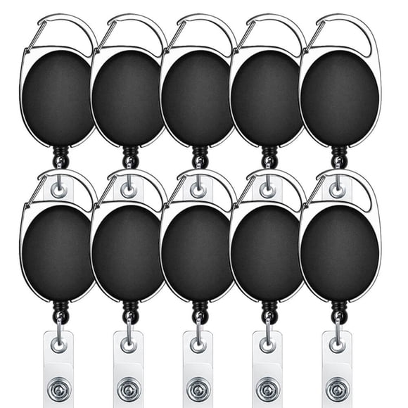 Porta credenciales selizo 10 unidades con mosquetón negro