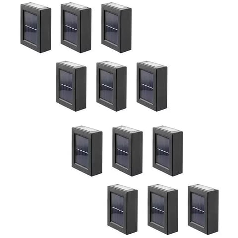Genérico - Pack 12 Foco Luz Aplique Solar Led Para Pared Exterior Luz Calida