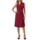 thumbnail image 1 of INSPIRE CHIC Vestido de Mujer con Solapa de Muesca Cuello Envolvente Sin Mangas Abertura Frontal Fruncido Vestidos Lápiz L Rojo Vino, 1 of 5
