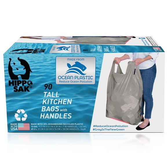 Bolsas de basura Hippo Sak Tall Kitchen, 13 galones, 90 unidades