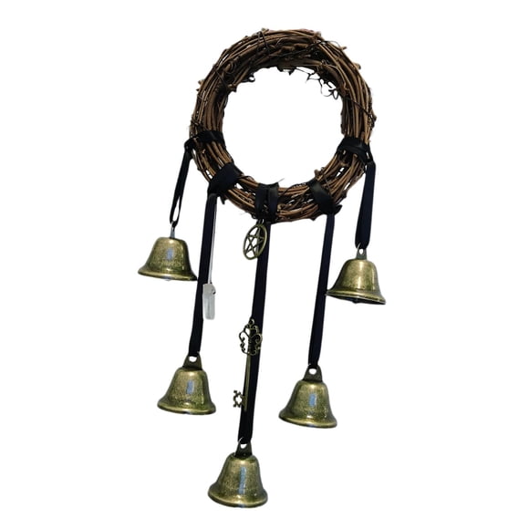Boho Witch Wind Chimes Witchcraft Wreath Bells Door Knob Hanger Supplies Hanging Pendant Garland para patio and garden Patio Decoración para hogar