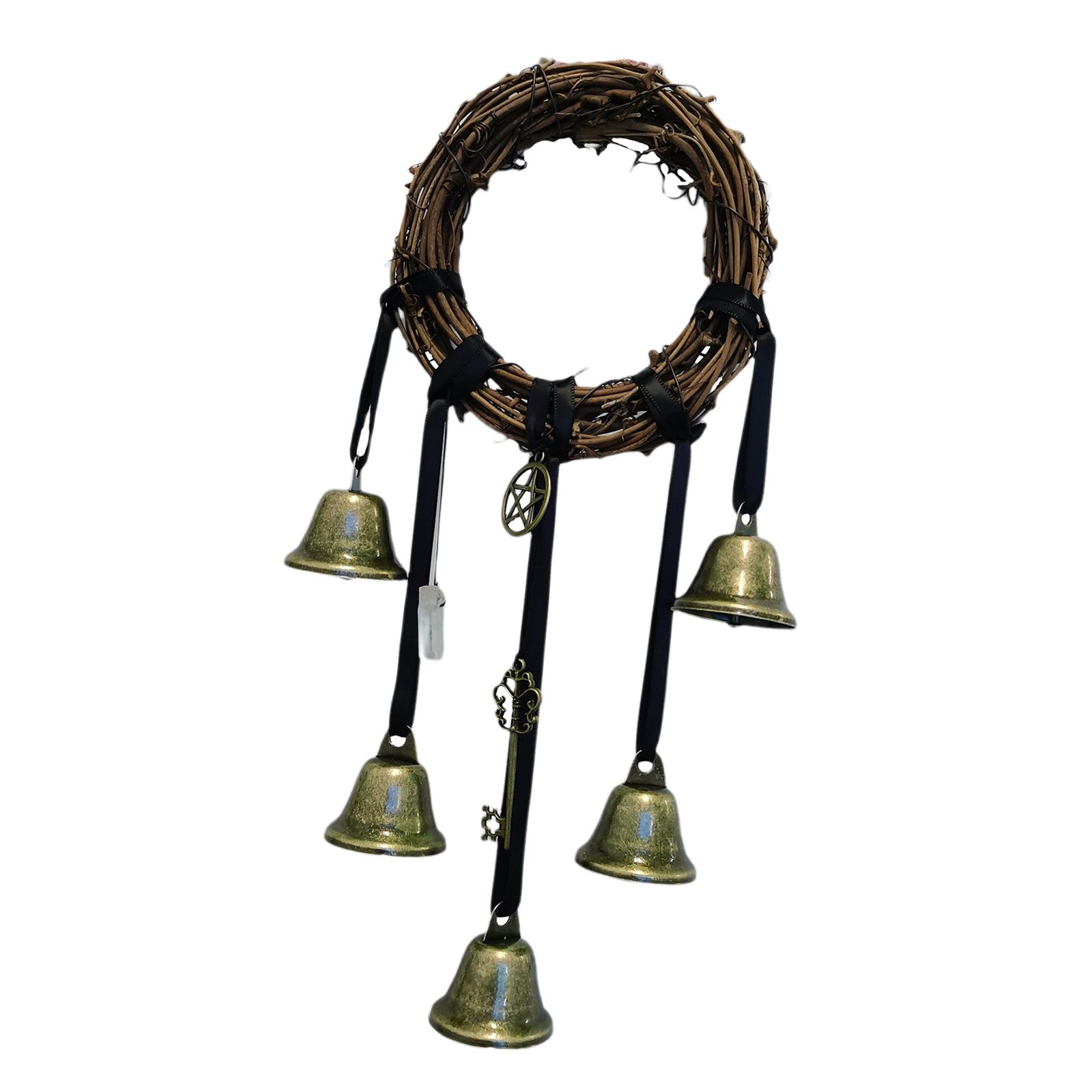 Magideal - Boho Witch Wind Chimes Witchcraft Wreath Bells Door Knob Hanger Supplies Hanging Pendant Garland Para Patio And Garden Patio Decoración Para Hogar