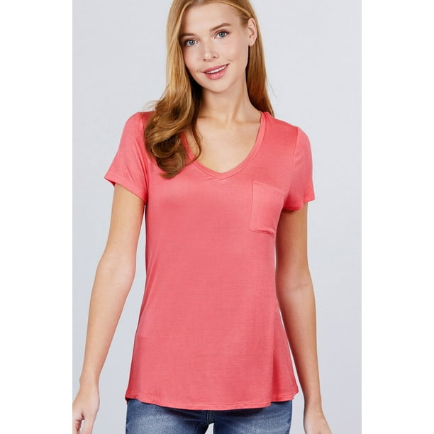 Top de Jersey de Rayón con Cuello en V