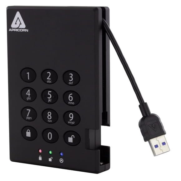 Disco duro externo Apricorn Aegis Padlock 3.0 de 1 TB USB 3.0