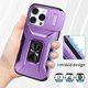 thumbnail image 2 of Funda Armada para iPhone 16 Pro con Tapa Deslizante y Soporte Magnético Giratorio Morado, 2 of 5