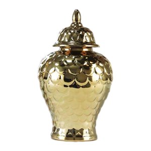 Magideal - Jarrón De Cerámica Con Forma De Jengibre, Florero De Cerámica, Decoración Del Hogar Con Tapa, Escritorio, Bodas, Arreglos Florales, Exhibición, Dormit Dorado