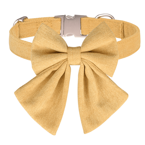 Collar para perro con lazo - Colores sólidos, pajarita marinera, collar ajustable para perros pequeños, medianos y grandes con hebilla de metal dorado