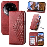 Funda Flip Foxdock Para Xiaomi 14 Ultra , Estilo Billetera Con Diseño Rombo, Correa De Mano Y Soporte, Uso Diario