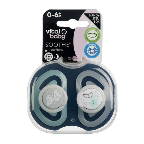 Vital Baby - Pack 2 Chupetes 0-6 Meses Unisex Nocturno Vitalbaby