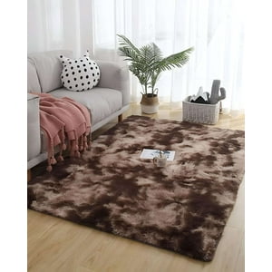 Teng Fei - Alfombra Peluda Suave 240 X 200 Cm Primera Calidad Café Jaspeado