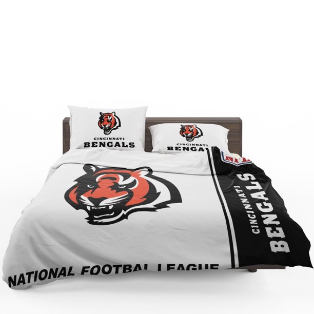 NFL Cincinnati Bengals Quilt Duvet Cover Set Double Bedspread Bedroom Decor3-Piece Bedding Set