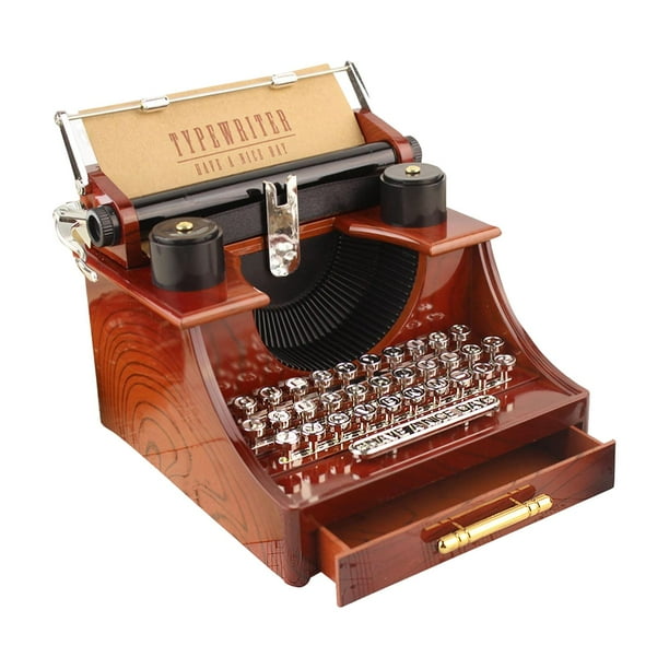 Caja De Música De Máquina De Escribir, Caja De Música Vintage Coleccionable De Escritorio Para Regalo