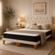 thumbnail image 1 of Cama europea Kumara 2 plazas con colchón y respaldo capitoné beige en lino 150x190 cm, 1 of 5