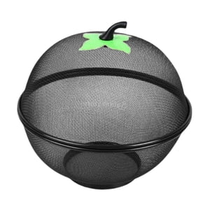 Bothyi - Cesta De Fruta De Malla Con Tapa, Cesta De Alambre De Metal Para Restaurantes, Mostrador De Cocina, Negro