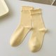 thumbnail image 1 of suxuMhao 5 Pares Calcetines con Volantes de Doble Capa, Calcetines de Algodón Suave hasta la Pantorrilla con Volantes Holgados y Puño Doblado Tipo Crew, Calcetines Casuales de Primavera Amarillos,, 1 of 2
