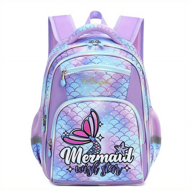 Children's Backpack Lightweight Cute Cartoon Student School Bag For Aged 6-12 Kids Preschool Elementary Backpack Astronaut Mermaid Pattern Large Capacity Backpacks