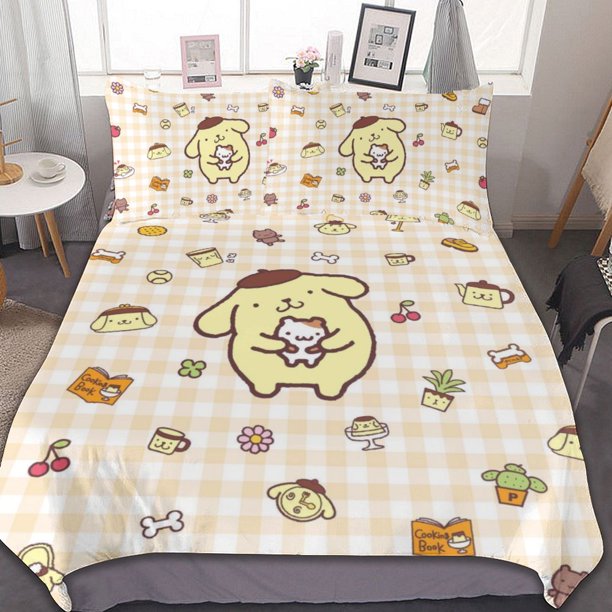 Pompompurin Duvet Cover Set 3-Piece Bedding Set Soft Warm And Comfortable Soft Bed Set for Bedroom All Season