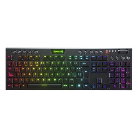 Redragon - Teclado Mecánico Horus Fs Wifi Sp Red Swes Black K618-Rgb-Sp