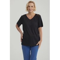 Fashionspark - Polera Mujer Detalle Encaje Negro