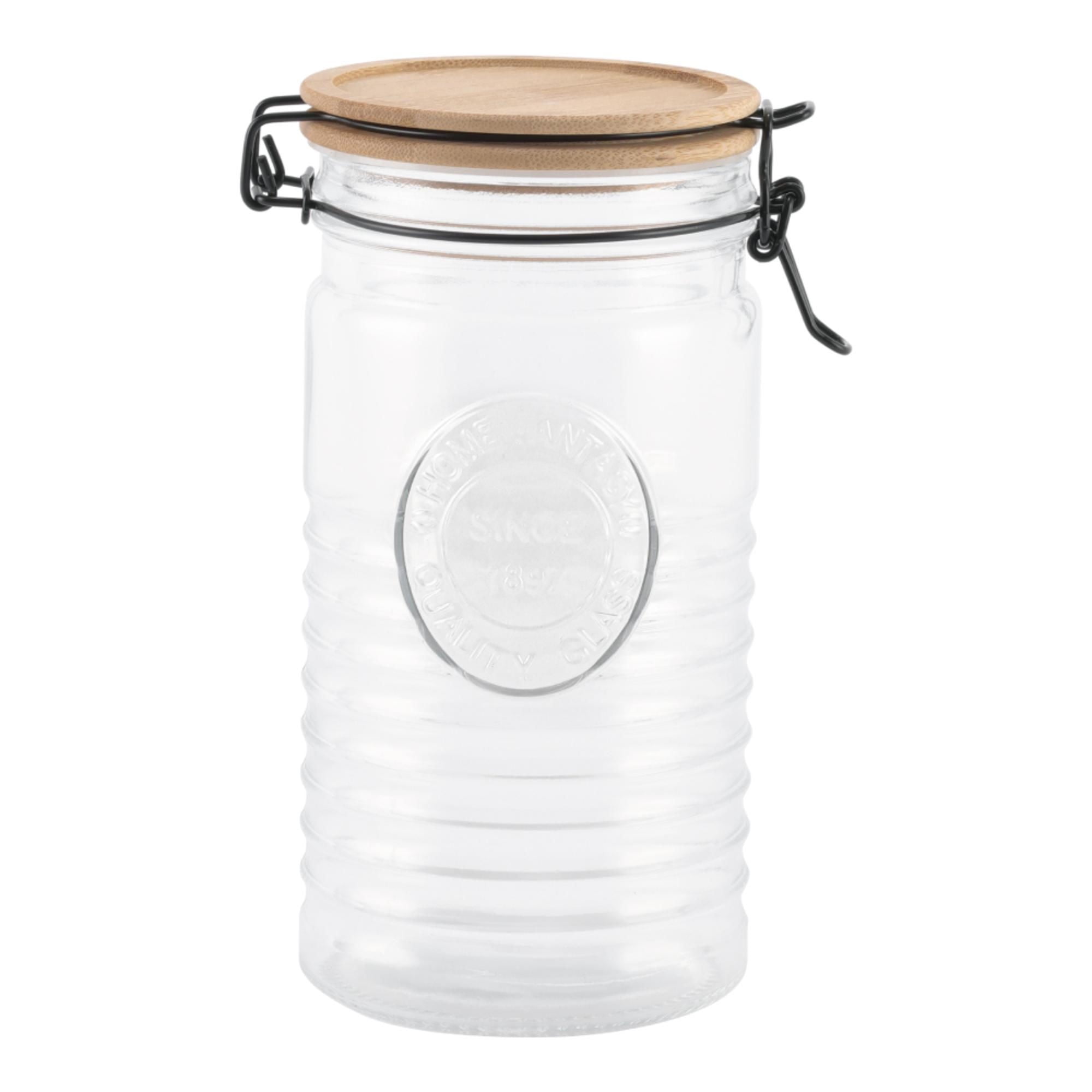 Haus - Frasco 1l Con Tapa Bambú Vidrio Transparente