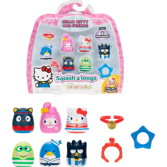 Mini-Squish Squish-a-longs Hello Kitty y Amigos 6 piezas