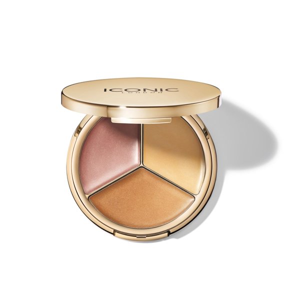 Iluminador ICÓNICO LONDON Dewy Glow, 3 tonos, 3 g, libre de crueldad