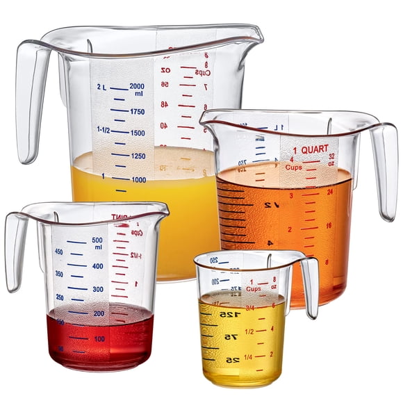 Vasos medidores Amazing Abby Melissa de plástico irrompible de 250 a 2000 ml
