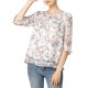 thumbnail image 2 of INSPIRE CHIC Camisas de Mujer de Manga 3/4 Blusas de Chifón Floral Blanco-Rosa Floral M, 2 of 7