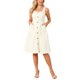 thumbnail image 2 of INSPIRE CHIC Vestido de Verano para Mujer 2026 Casual Cuello Cuadrado Favorecedor Línea A Sin Mangas Vestido de Sol Abotonado Midi Tallas S Albaricoque, 2 of 5