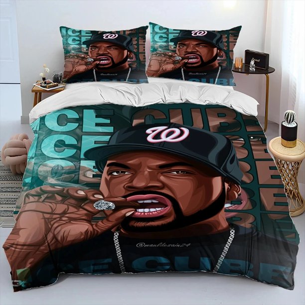 Hip Hop Art Rapper Legend Star Comforter Bedding Set,Duvet Cover Bed Set Quilt Cover Pillowcase, Size Bedding Set Boys Bed Sheets
