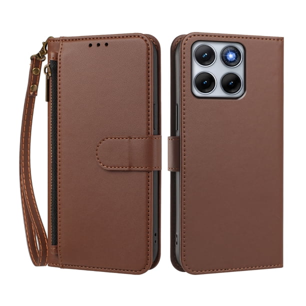 Funda Tipo Billetera para Motorola Moto Edge 70 Fusion con Soporte y Bolsillo con Cierre Marrón