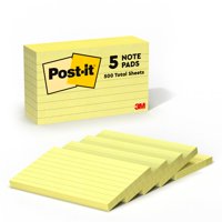 Notas Adhesivas Post-It 7,6X12,7 Cm 5 Blocs 100 Hojas Amarillo