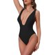 thumbnail image 3 of INSPIRE CHIC Monokini sin espalda con escote profundo en V para mujer, traje de baño de una pieza con control de abdomen y tirantes anchos, con copas acolchadas push up, talla X-Small, color negro, 3 of 4