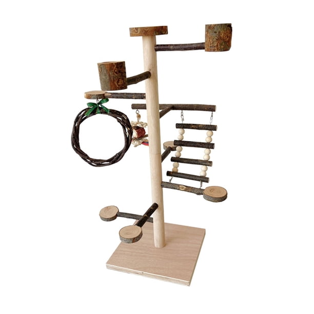 Juguete interactivo para pájaros, soporte de escritorio para cacatúas, suministros para mascotas, portátil, con cuenco, perchas para pájaros dormidos,