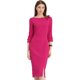 thumbnail image 1 of INSPIRE CHIC Vestido de Tubo para Mujer Cuello Barco Mangas 3/4 Dobladillo con Abertura Vestidos Midi para el Trabajo Fucsia 3XL, 1 of 6