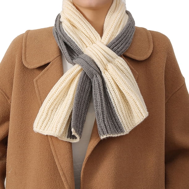 Bufanda de punto de invierno para mujer, de dos colores, de canalé, con abertura en la boca, suave y bonita, para calentar el cuello.