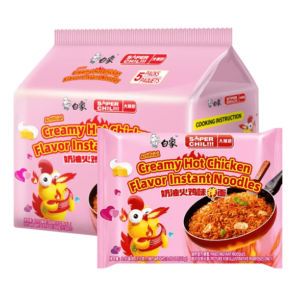 Ramen Instantáneo Baixiang Pollo Picante Cremoso 5 Pack 560g