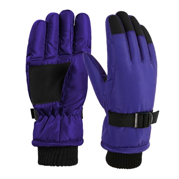 Guantes de invierno para niños, guantes para clima frío, guantes impermeables de felpa interiores, guantes de esquí para nieve para niñas, niños, , púrpura