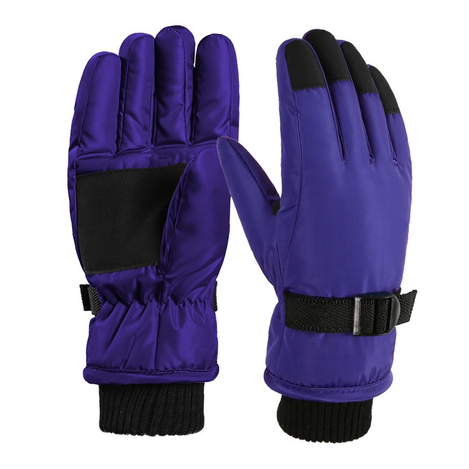 Magideal - Guantes De Invierno Para Niños, Guantes Para Clima Frío, Guantes Impermeables De Felpa Interiores, Guantes De Esquí Para Nieve Para Niñas, Niños, , Púrpura